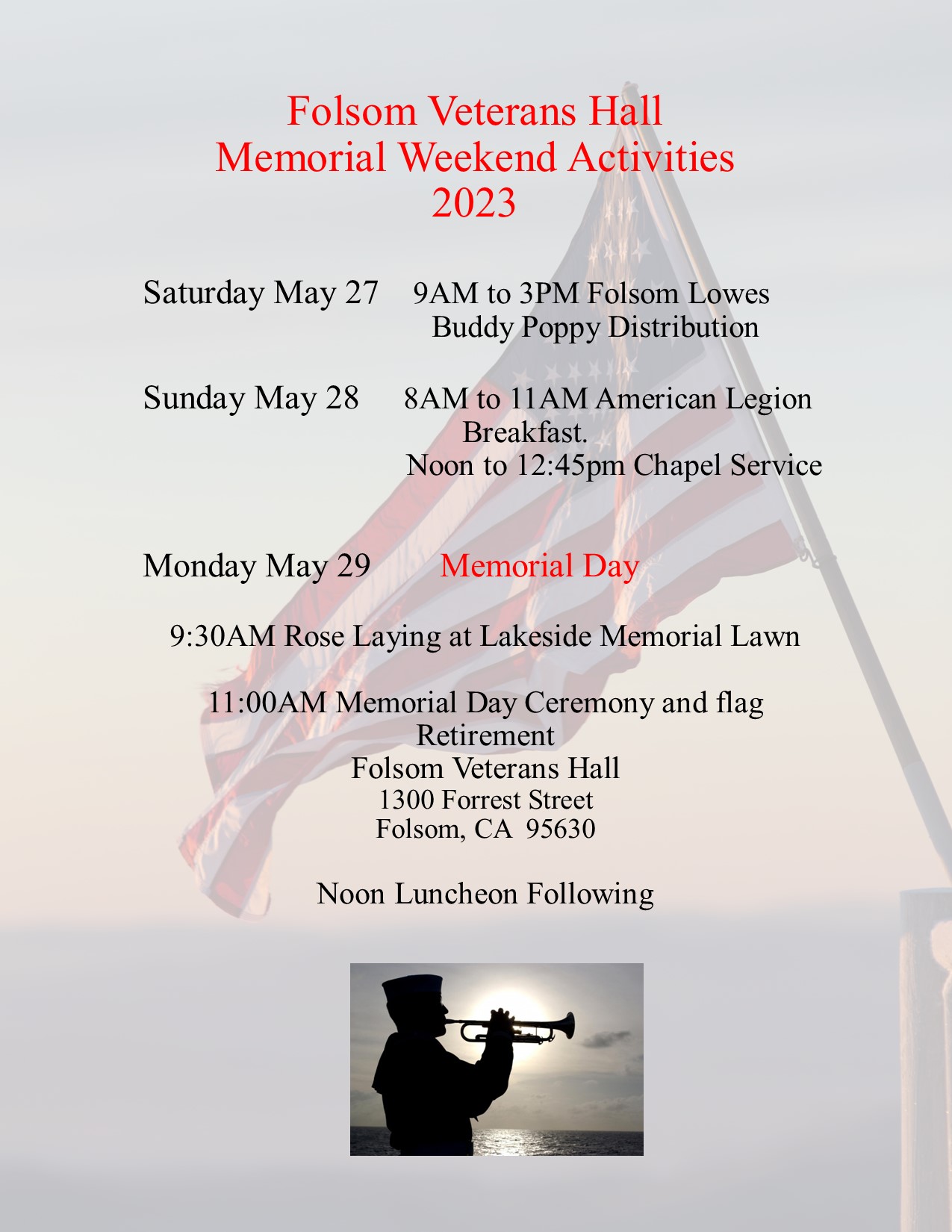 Folsom VFW, Blue Star Moms To Host Multiple Folsom Memorial Day Events