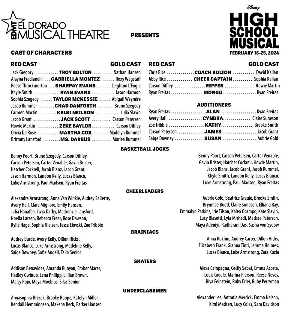 EDMT’s High School Musical Opens At Folsom’s Harris Center Folsom Times