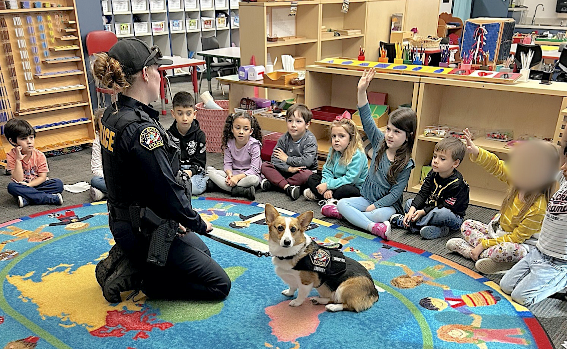 Folsom Police Therapy K-9 Liberty visits Carl Sundahl Elementary