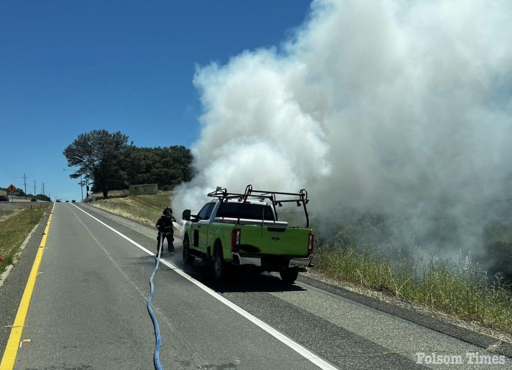 Image for display with article titled Firefighters Prevent Spread of Highway 50 Vehicle Fire