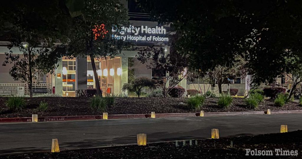 Image for display with article titled Dignity Health Mercy Folsom Lights Up the Sky to Salute Nurses