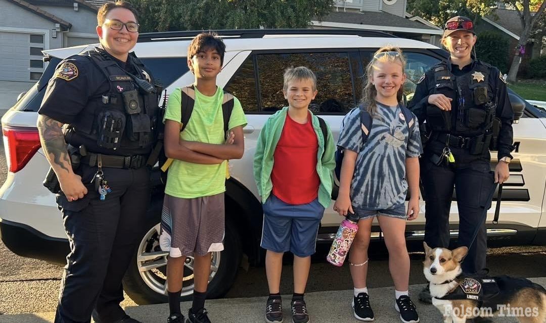 Folsom Police join students in National Walk and Roll to School Day