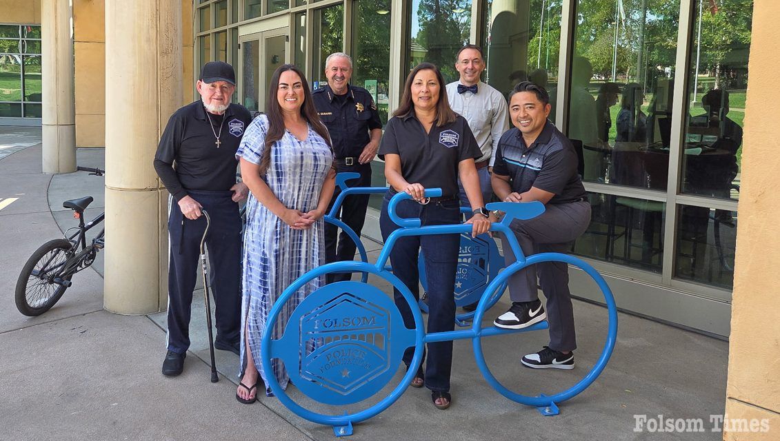 Folsom Police Foundation funds, furnishes library’s new secure bike racks