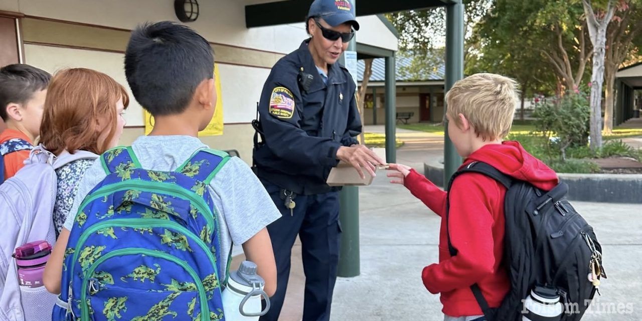 Folsom police join students for Bike and Walk to School Day