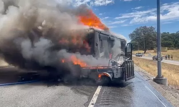 Blazing motorhome shuts down eastbound 50 in El Dorado Hills