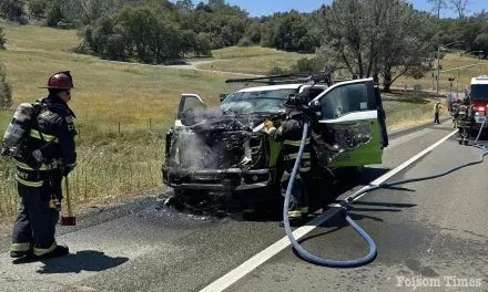 Firefighters prevent spread of Highway 50 vehicle fire