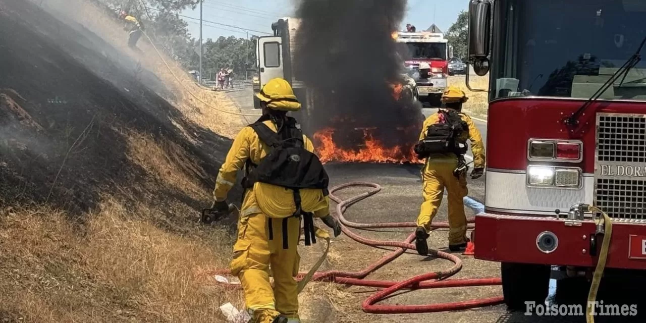 Vehicle fire ignites vegetation in El Dorado Hills