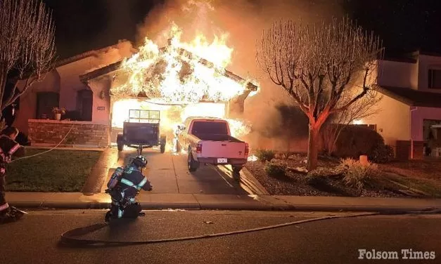 Firefighters battle Folsom home fire Saturday night 