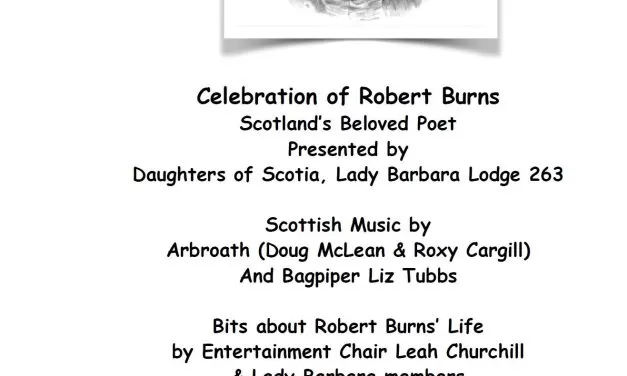 Live Music–Scottish Arbroath (Douglas McLean & Roxy Cargill) and Bagpiper Liz Tubbs!